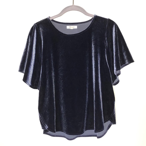 Madewell Velvet Butterfly Top in Navy Blue - Small - Picture 2 of 5